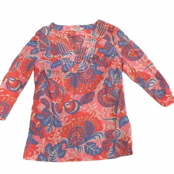 Boden Stitched V Neck Floral Top Sz 6 - Picture 1 of 5